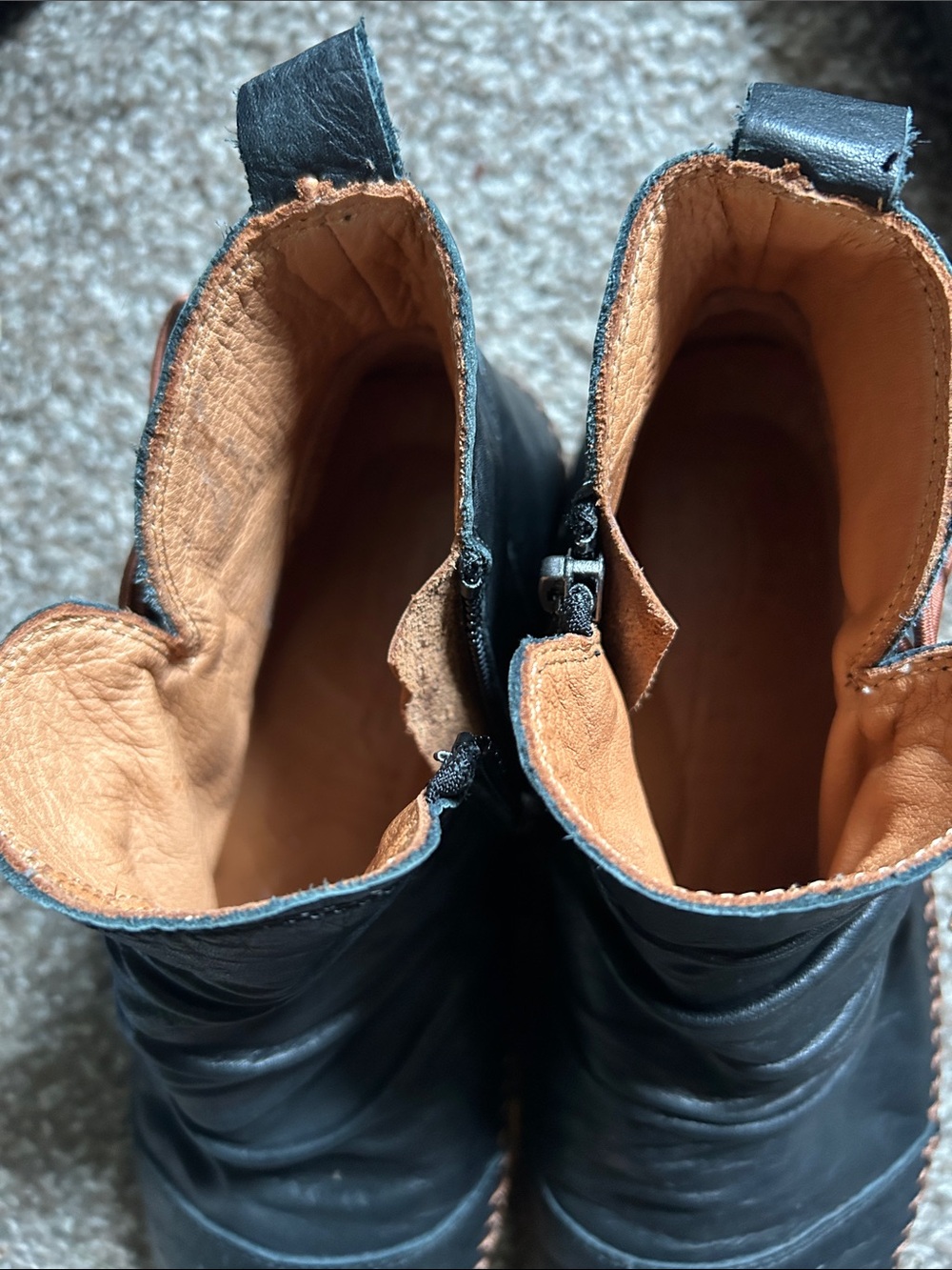 Spring Step Black Leather Ankle Boots with Tan Trim - Picture 4 of 4